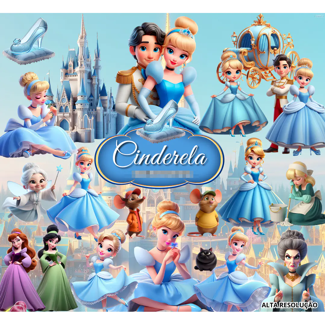 Kit Digital Princesa Cinderela em Png 1