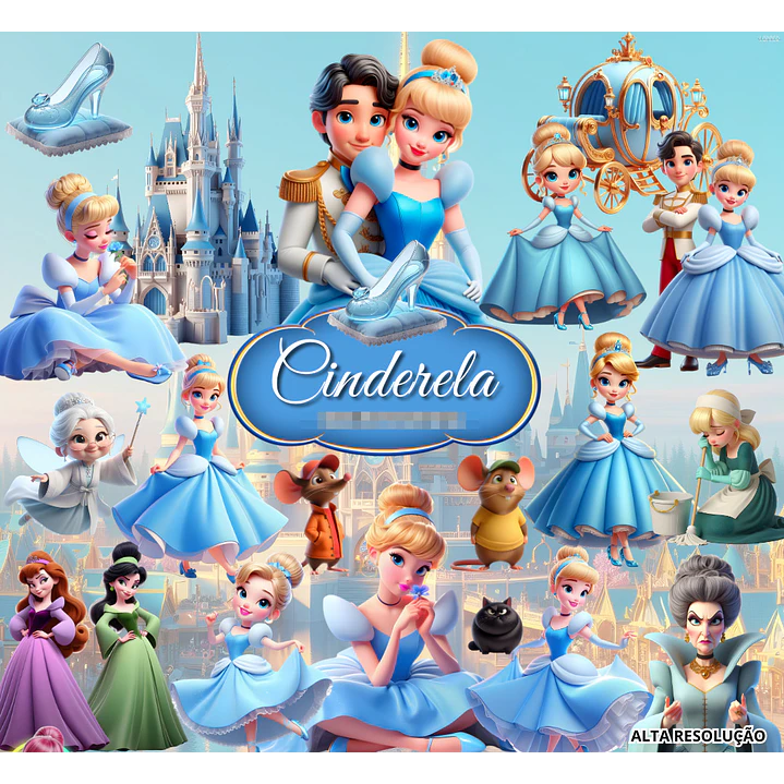 Kit Digital Princesa Cinderela em Png 1