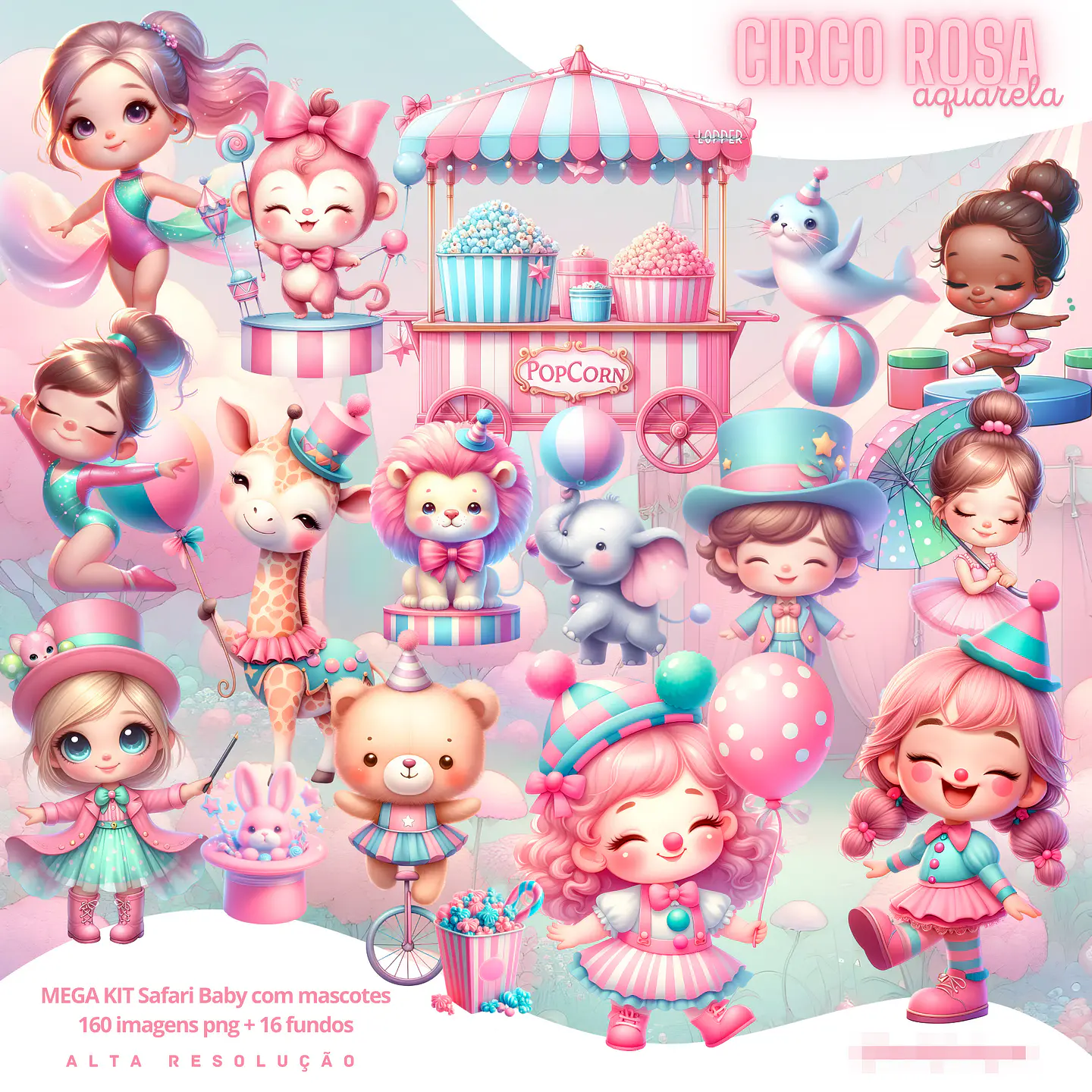 Kit Digital Circo Rosa em Png  1