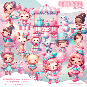 Kit Digital Circo Rosa em Png 