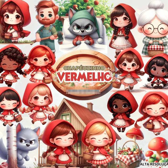 Kit Digital Chapeuzinho Vermelho em Png   1