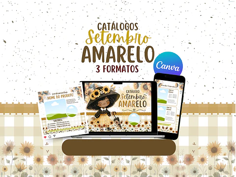Catálogo Setembro Amarelo Feed e Stories em Canva Sublimação Baixar Grátis