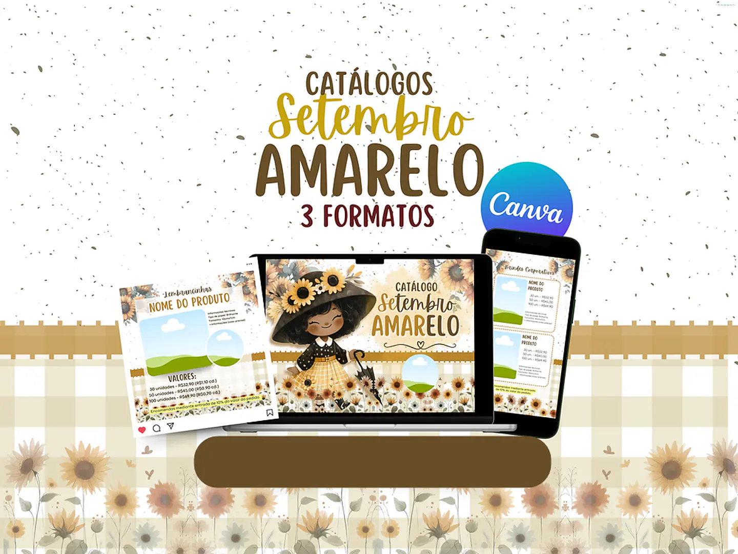 Catálogo Setembro Amarelo Feed e Stories em Canva Sublimação Baixar Grátis 1