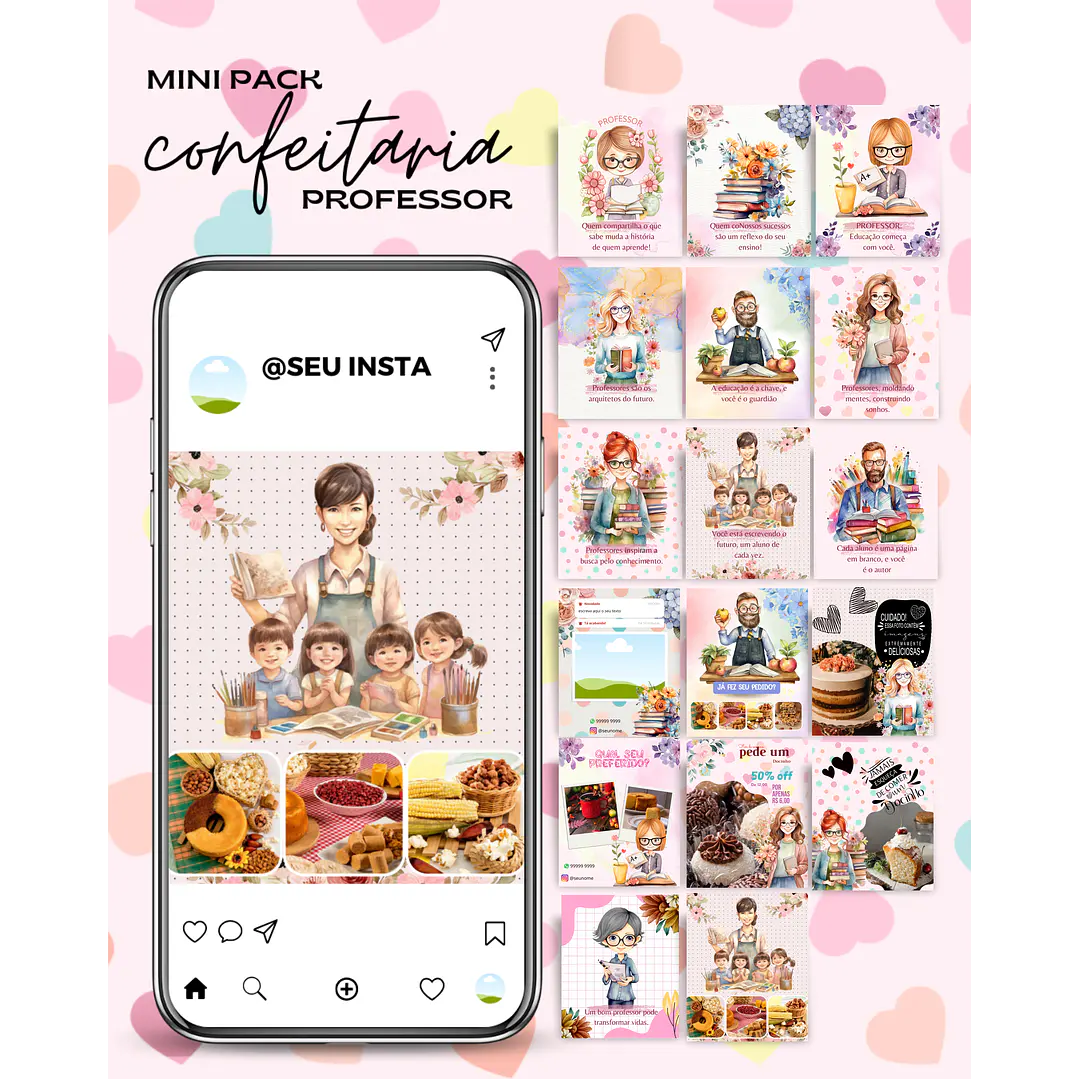 Pack Canva Confeiteira Cardápio Feed Stories Templates Editáveis  2