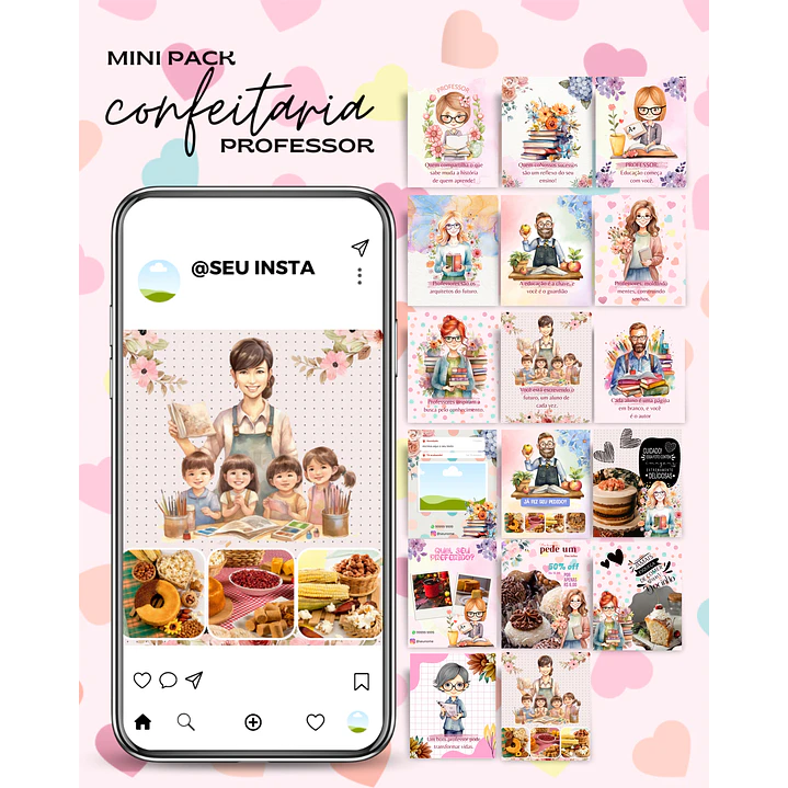 Pack Canva Confeiteira Cardápio Feed Stories Templates Editáveis  2