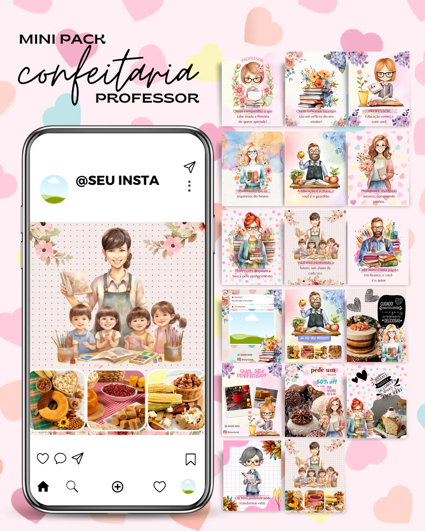 Pack Canva Confeiteira Cardápio Feed Stories Templates Editáveis  2