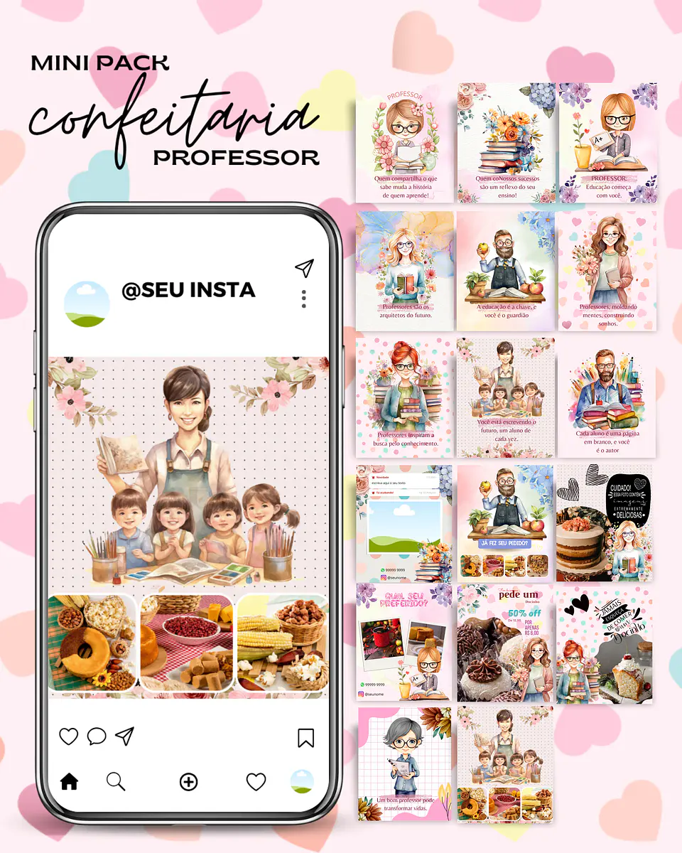 Pack Canva Confeiteira Cardápio Feed Stories Templates Editáveis  2