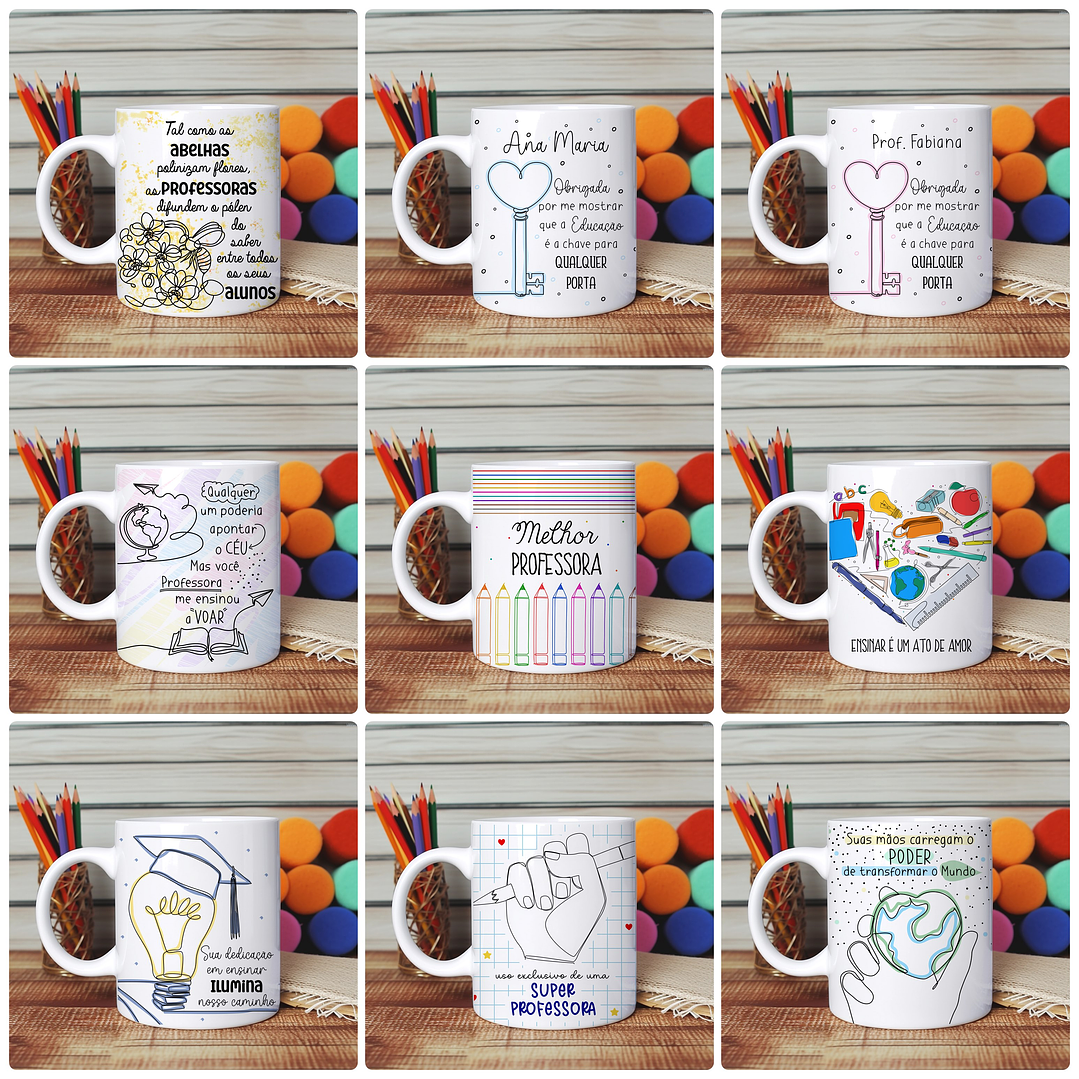 20 Artes para Canecas Dia dos Professores em Linhas Arquivo em Jpg  3