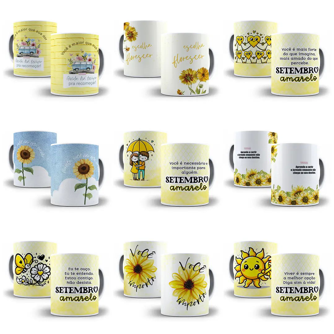 34 Artes para Caneca e Camisa Setembro Amarelo Arquivo em Png 2