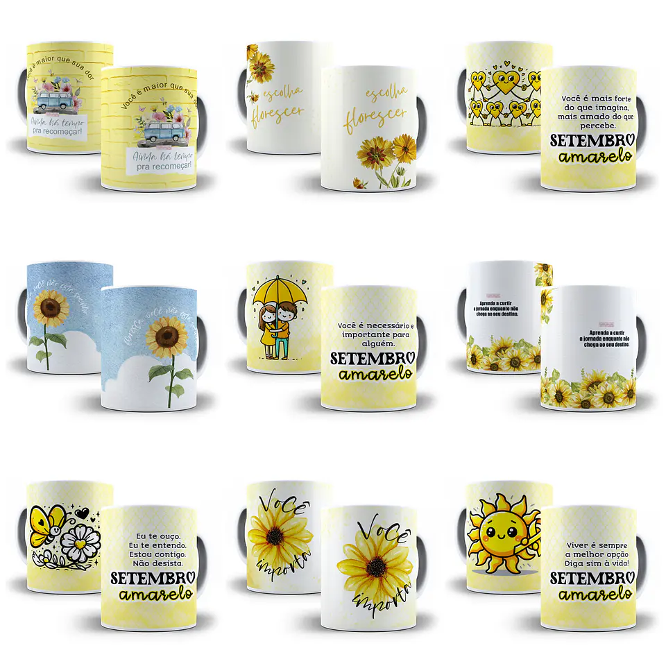 34 Artes para Caneca e Camisa Setembro Amarelo Arquivo em Png 2