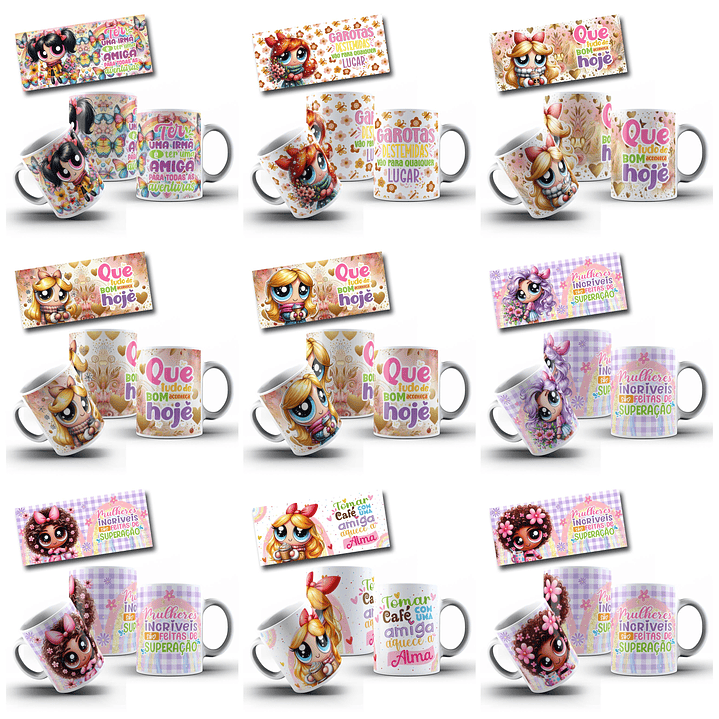 49 Artes para Caneca Meninas Super Poderosas Doçuras Arquivo em Png  3