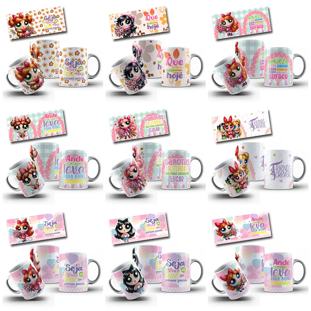 49 Artes para Caneca Meninas Super Poderosas Doçuras Arquivo em Png  4