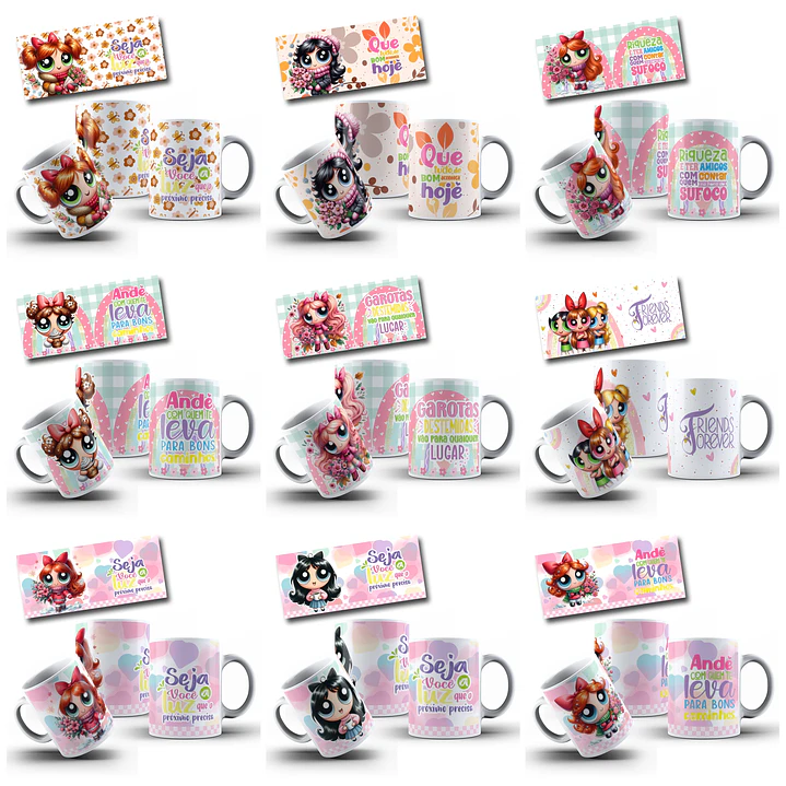 49 Artes para Caneca Meninas Super Poderosas Doçuras Arquivo em Png  4