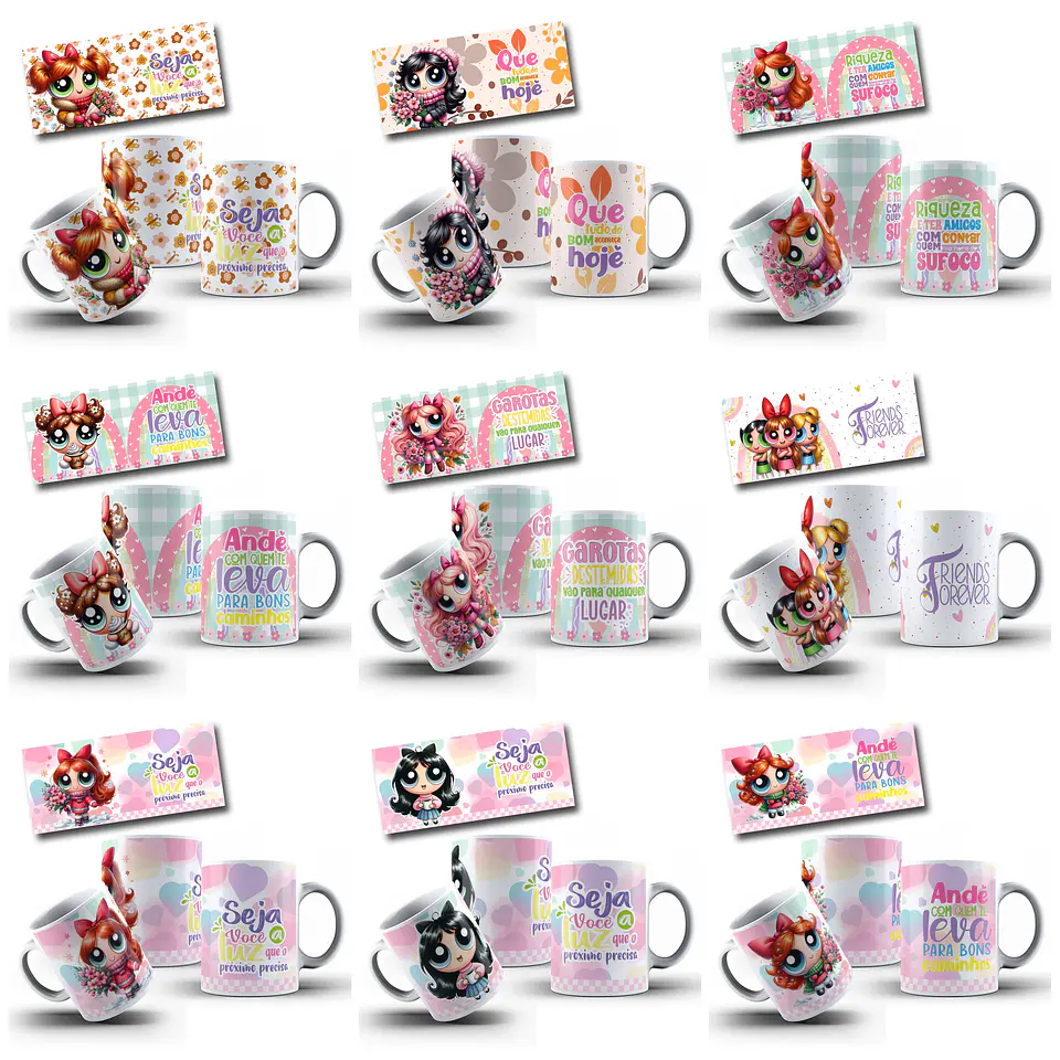 49 Artes para Caneca Meninas Super Poderosas Doçuras Arquivo em Png  4