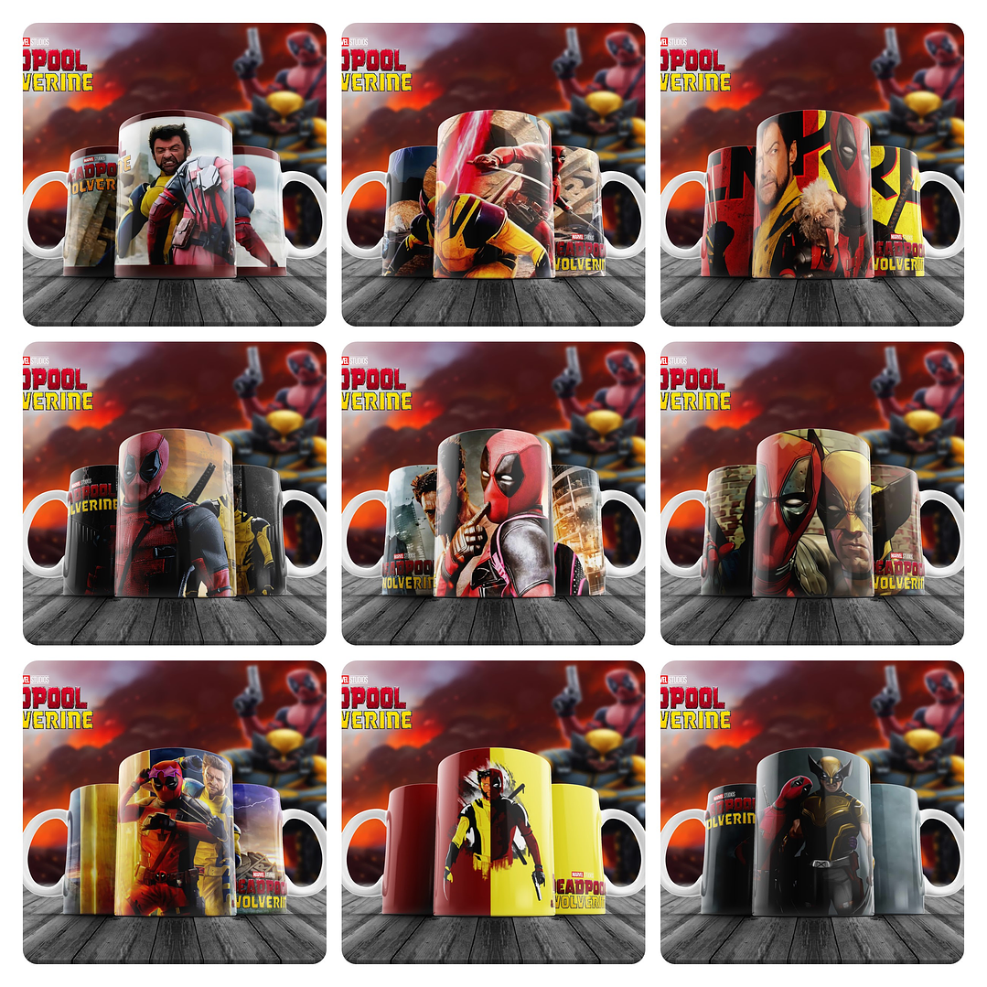 123 Artes para Camisa e Caneca Deadpool e Wolverine Arquivo em Jpg 5