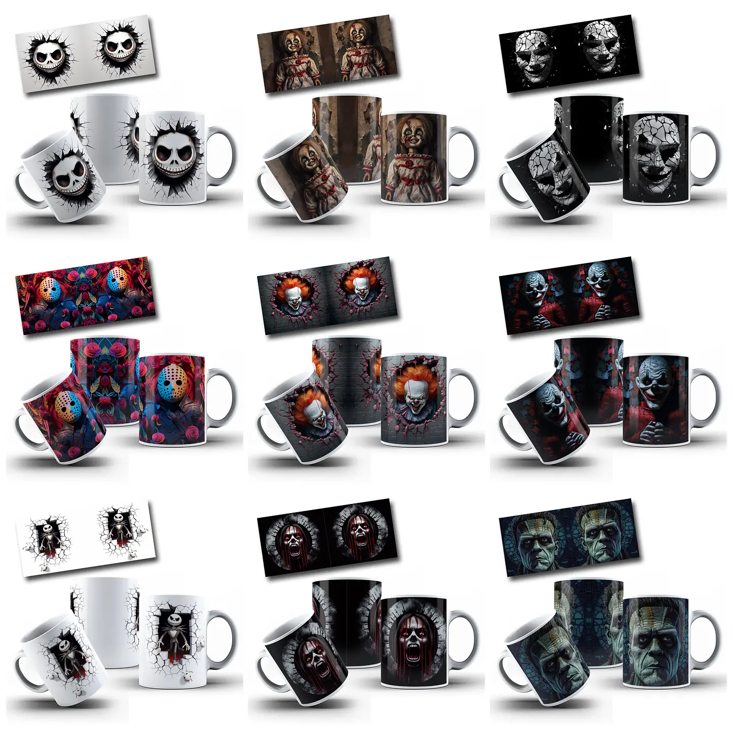 50 Artes para Caneca Filme Terror 3d Arquivo em Png 2