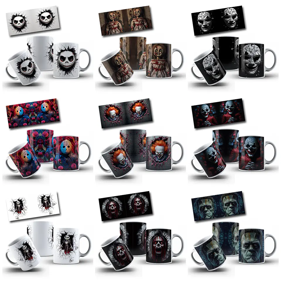 50 Artes para Caneca Filme Terror 3d Arquivo em Png 2