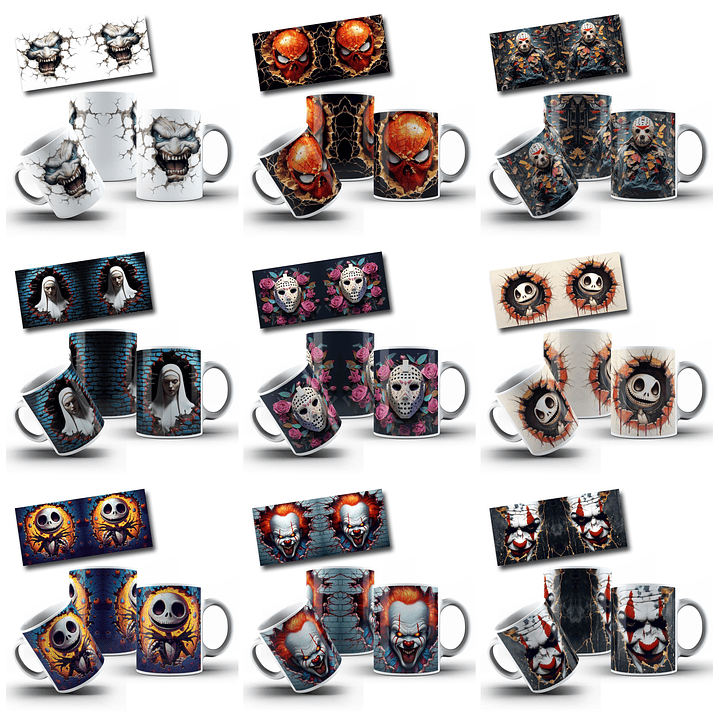 50 Artes para Caneca Filme Terror 3d Arquivo em Png 4