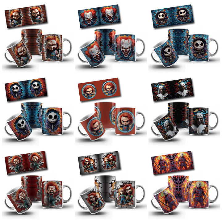 50 Artes para Caneca Filme Terror 3d Arquivo em Png 5