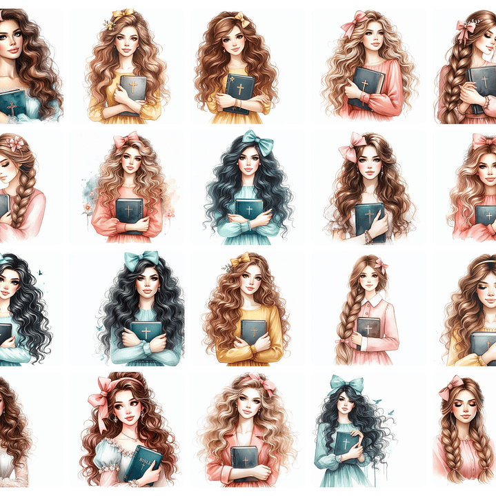 Kit Digital Mulher com Biblía em Png 1