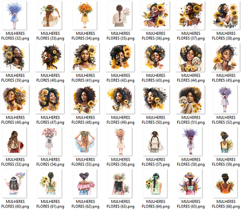 Kit Digital Mulheres Flores Floral em Png