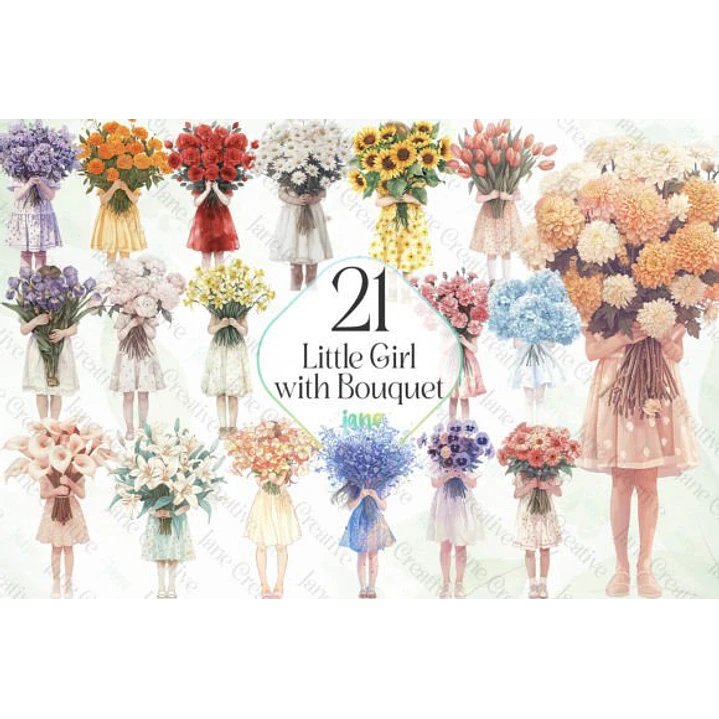 Kit Digital Mulheres Flores Floral em Png 3