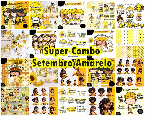Kit Digital Super Combo Setembro amarelo em Png 