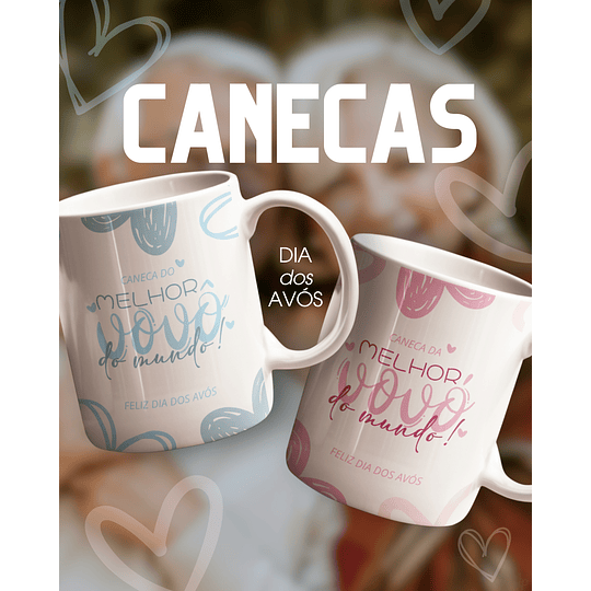 2 Artes para Caneca Melhor Vovô do Mundo e Melhor Vovó do Mundo Avós em Jpg