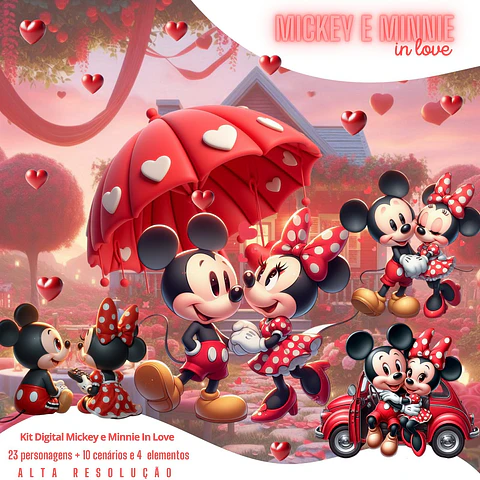 Kit Digital Mickey e Minnie Love em Png 