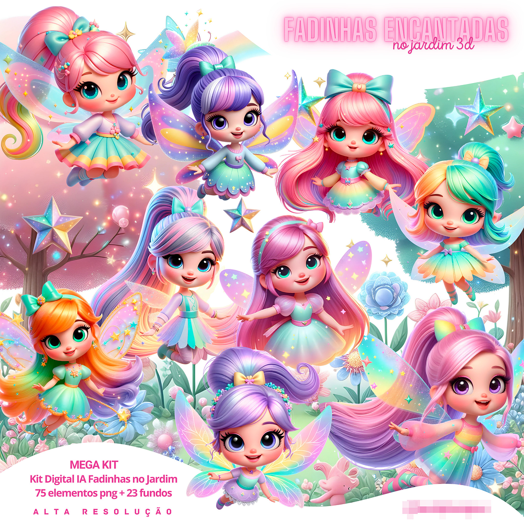 Kit Digital Fadinhas no Jardim em Png 1