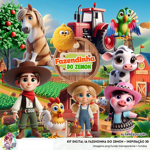 Kit Digital Fazenda So Zemon em Png 