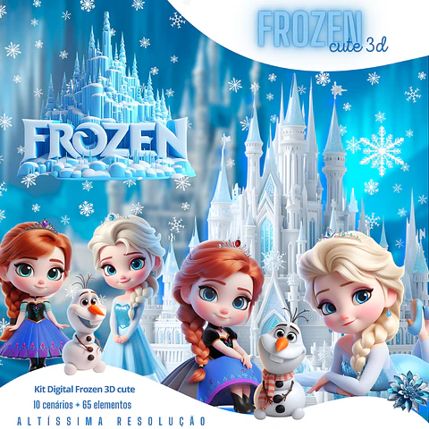 Kit Digital Frozen Cute em Png 