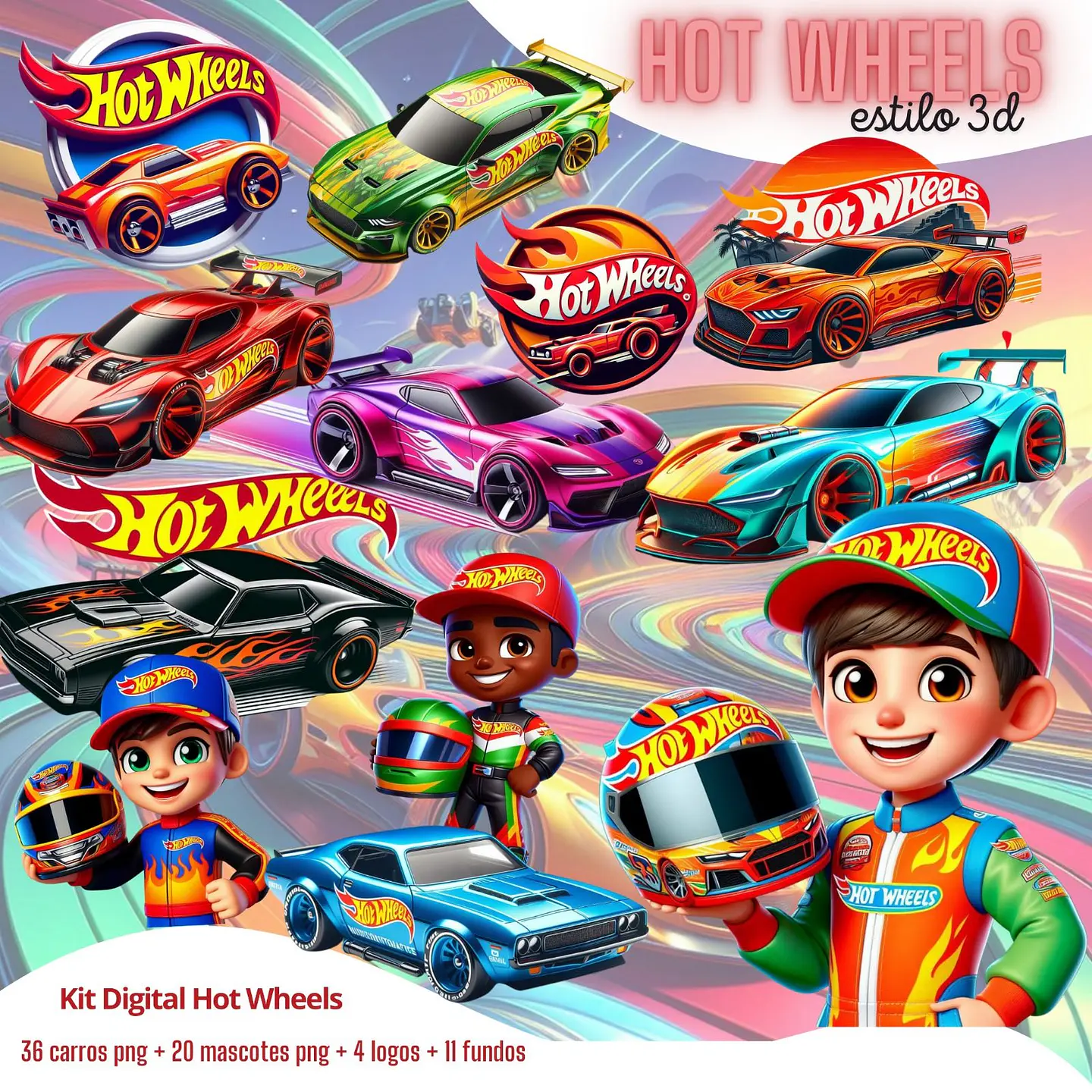 Kit Digital Hot Wheels em Png  1
