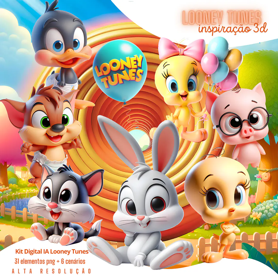 Kit Digital Looney Tunes Cute em Png  1