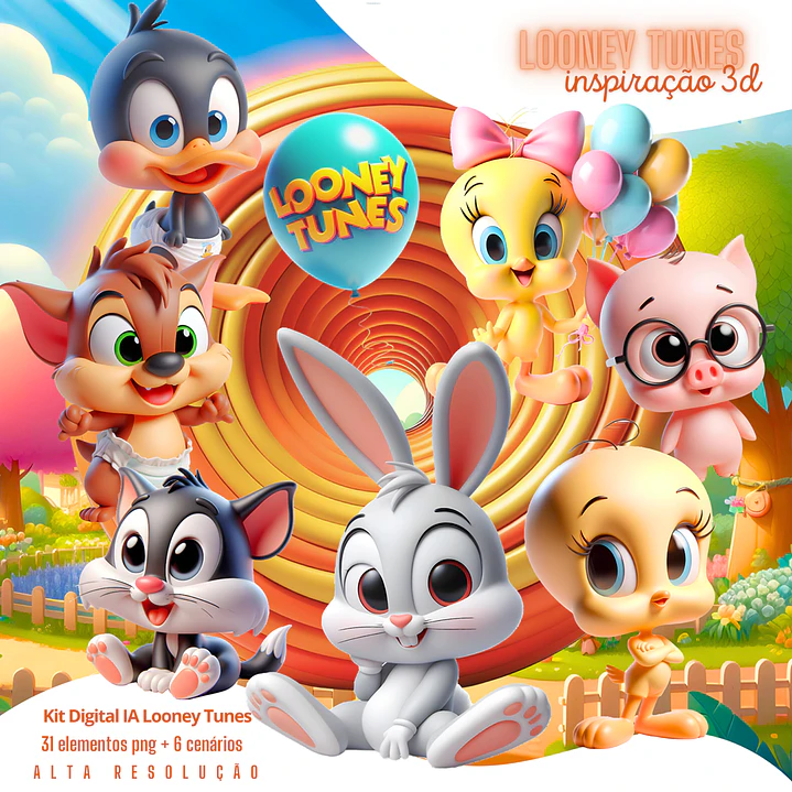 Kit Digital Looney Tunes Cute em Png  1