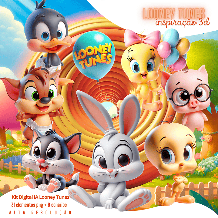 Kit Digital Looney Tunes Cute em Png  1