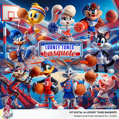 Kit Digital Looney Tunes Basquete em Png 