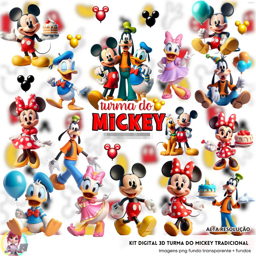 Kit Digital Mickey e Sua Turma em Png 1