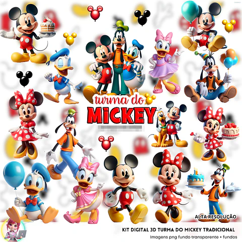 Kit Digital Mickey e Sua Turma em Png