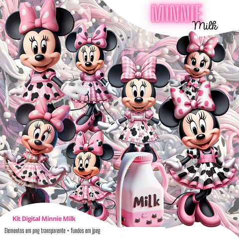 Kit Digital Minnie Milk em Png 