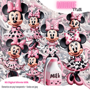 Kit Digital Minnie Milk em Png 
