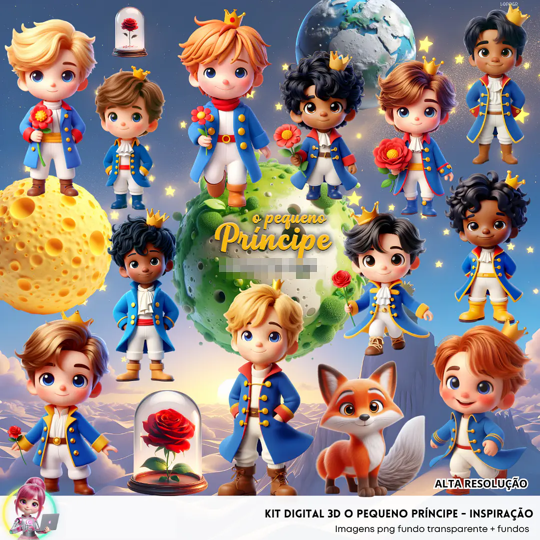 Kit Digital Pequeno Principe em Png 1
