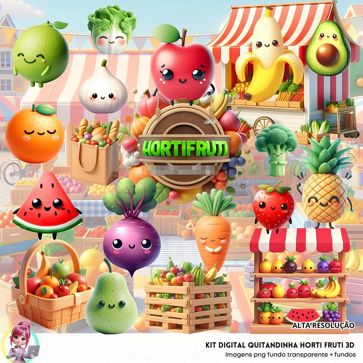 Kit Digital Quitandinha Horti Fruti em Png  1