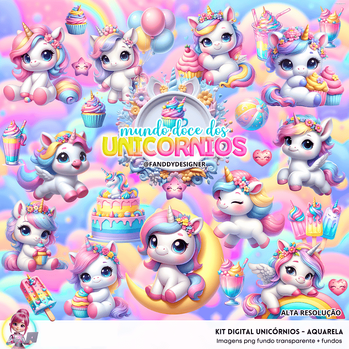 Kit Digital Unicornio em Png   1