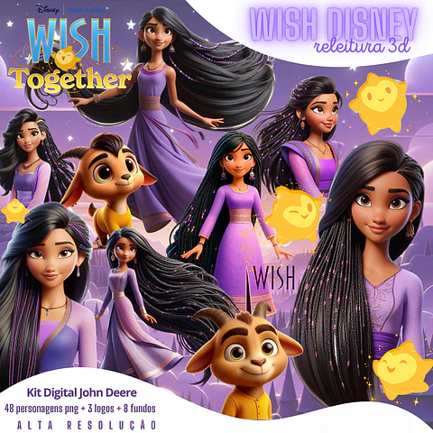 Kit Digital Wish Disney em Png 