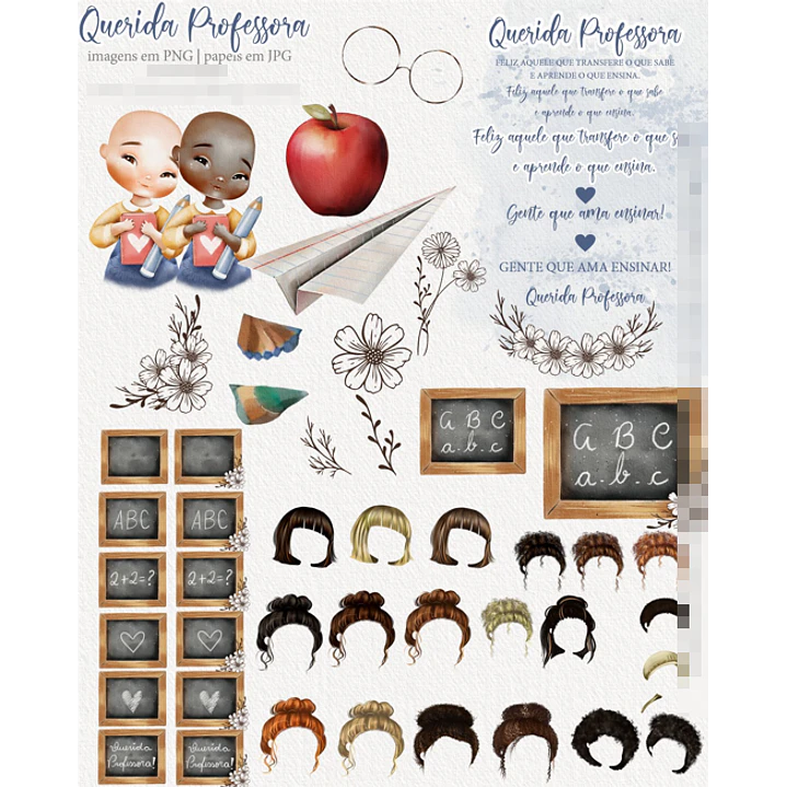 Kit Digital Professora Querida Aquarela em Png 2