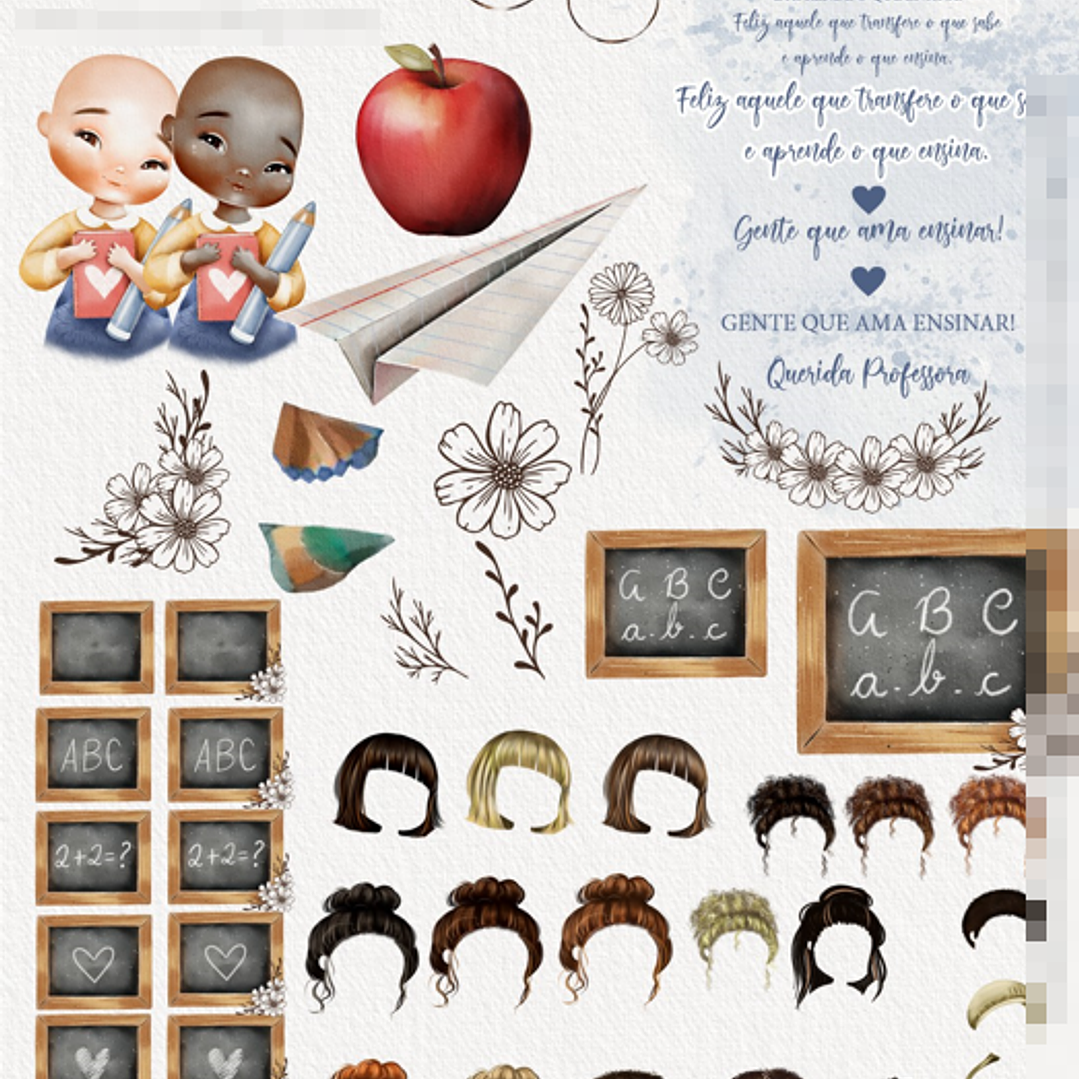 Kit Digital Professora Querida Aquarela em Png 2