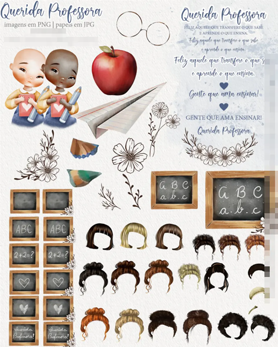 Kit Digital Professora Querida Aquarela em Png 2