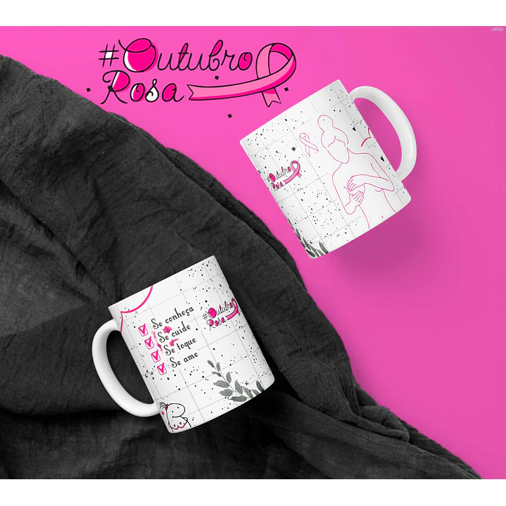 Artes Caneca Outubro Rosa Poema Sublimação Baixar Grátis 1