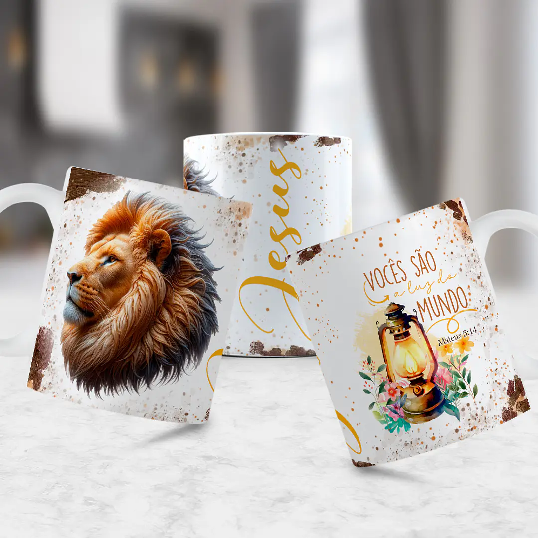 12 Artes para Caneca Jesus Leão de Judá 2.0 Arquivo Editável  2
